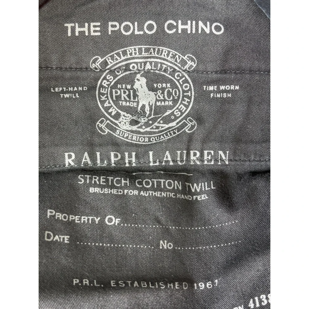 Polo Ralph‎ Lauren Slim Stretch Chino Pants Black Cotton Twill Men 42x32